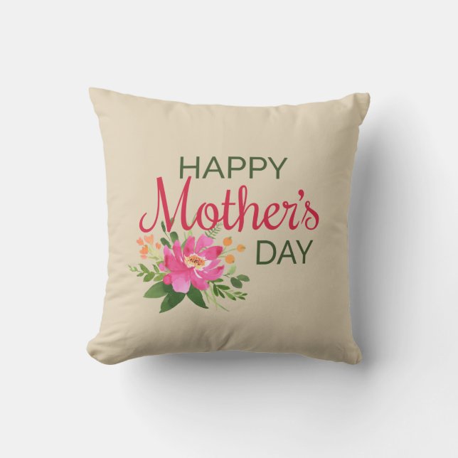 Floral Happy Mother's Day | Throw Pillow (Front)