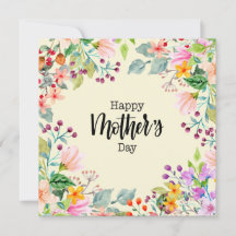 Floral Happy Mother's Day Watercolor Flowers
