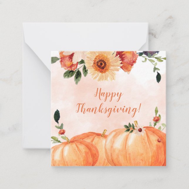 Floral Happy Thanksgiving Card (Front)