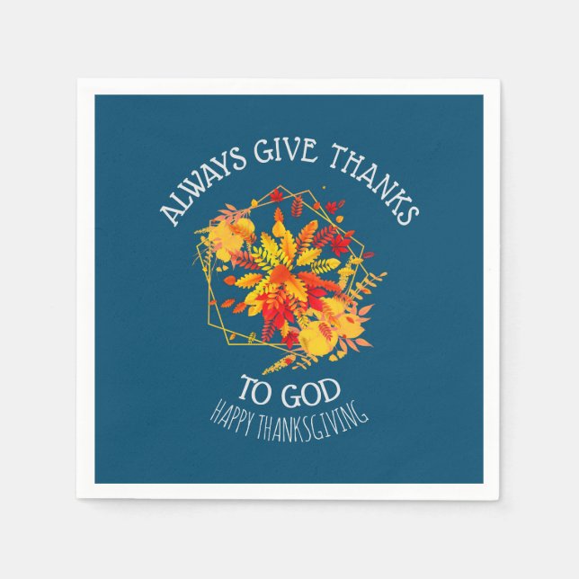 Floral HAPPY THANKSGIVING Christian Party Napkin (Front)