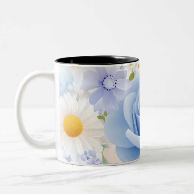  Floral Harmony: A Colourful Bouquet Pattern Two-Tone Coffee Mug (Left)