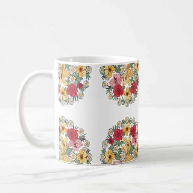 Floral Harmony Mandala Coffee Mug (Left)