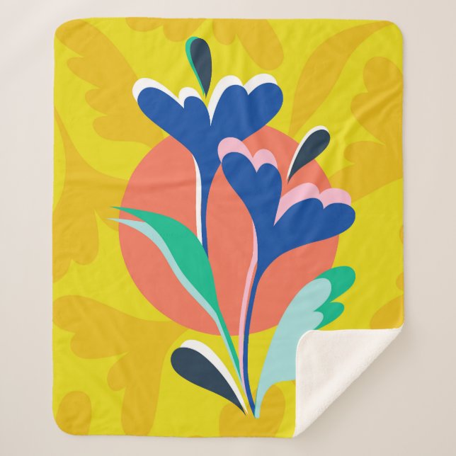 Floral Harmony Sherpa Blanket (Front)