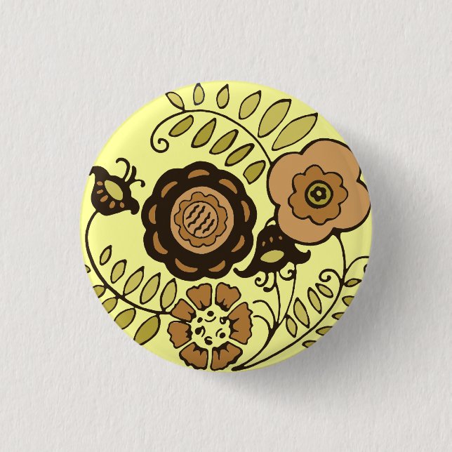Floral Harvest 1 Inch Round Button (Front)