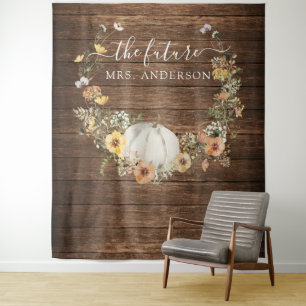 Floral Harvest Pumpkin Bridal Backdrop Photo Booth Tapestry