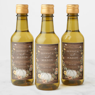 Floral Harvest Pumpkin Wedding Favour Wine Label