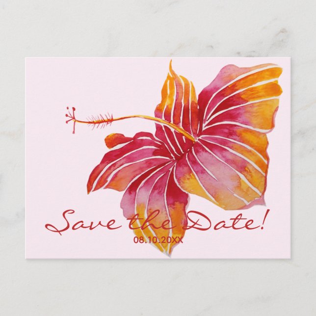 Floral Hawaiian Enregistrer la date Carte postale  (Devant)