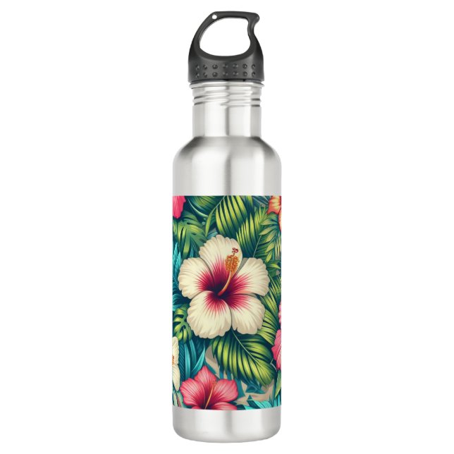 Floral Hawaiian/tropical 710 Ml Water Bottle (Front)
