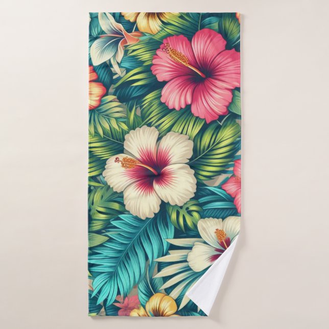 Floral Hawaiian/tropical Bath Towel (Bath Towel)