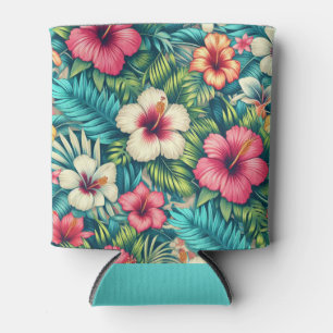 Floral Hawaiian/tropical Can Cooler