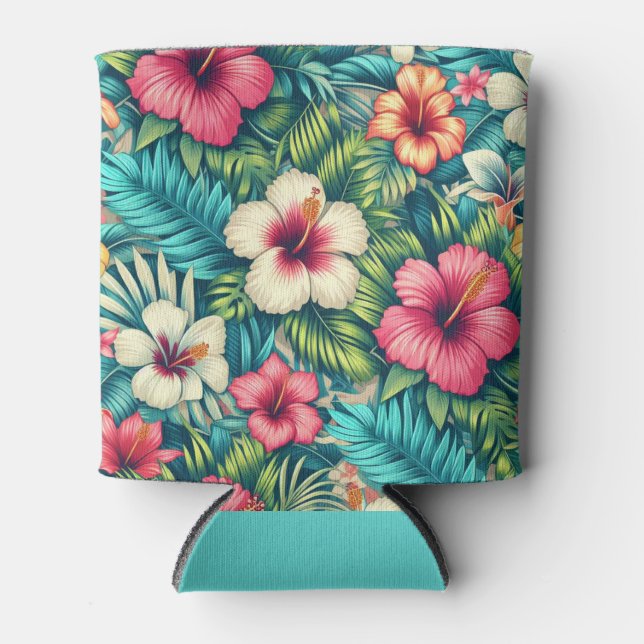 Floral Hawaiian/tropical Can Cooler (Front)