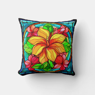 Floral Hawaiian Tropical Flower Design Throw Pillow
