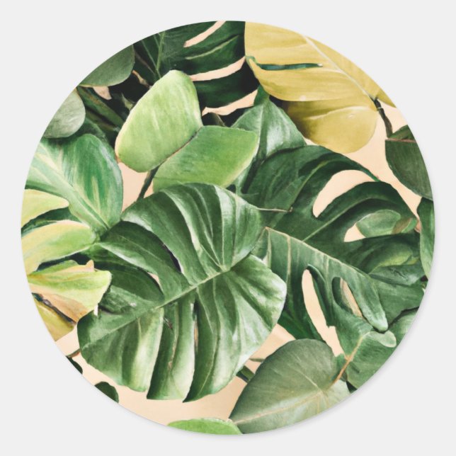 Floral/Hawaiian/Tropical leaf Classic Round Sticker (Front)