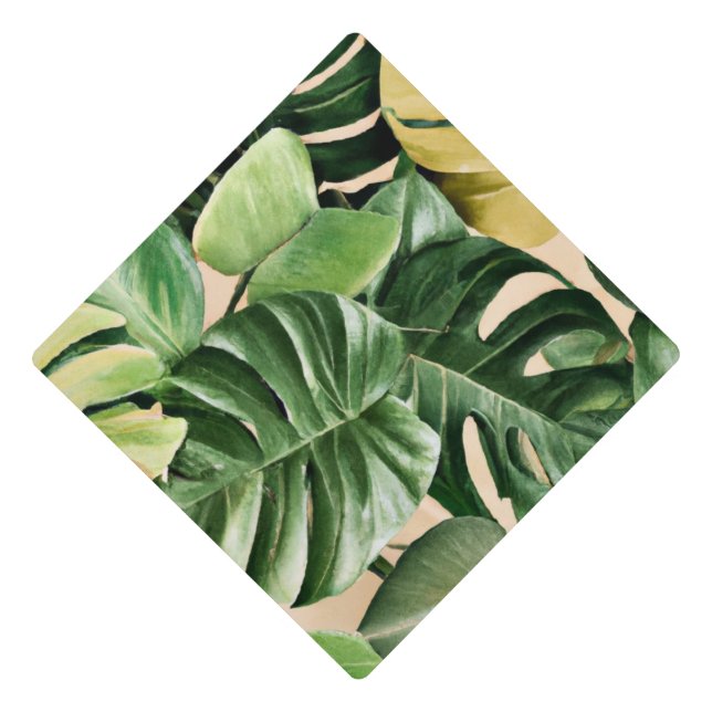 Floral/Hawaiian/Tropical leaf Graduation Cap Topper (Front)