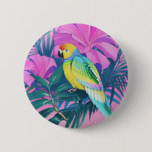 Floral/Hawaiian/Tropical/parrot 2 Inch Round Button