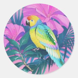 Floral/Hawaiian/Tropical/parrot Classic Round Sticker