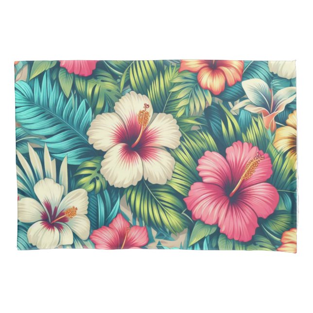 Floral Hawaiian/tropical Pillowcase (Front)
