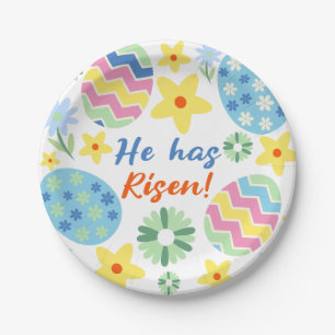 Floral He Has Risen  Paper Plate