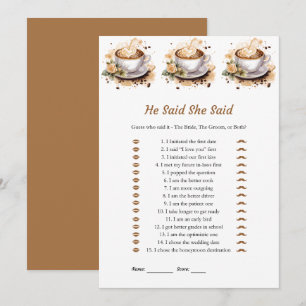 Floral He Said She Said Bridal Shower Game Cards  