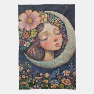 Floral Headdress & Crescent Moon Kitchen Towel