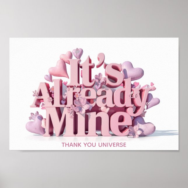 *~* Floral Heart Ap85 Law Attraction Manifesting Poster (Front)