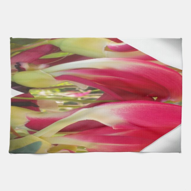 Floral Heart Art Print Kitchen Towel (Horizontal)