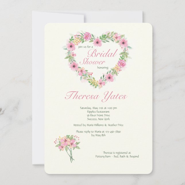 Floral Heart Bridal Shower Invitation (Front)