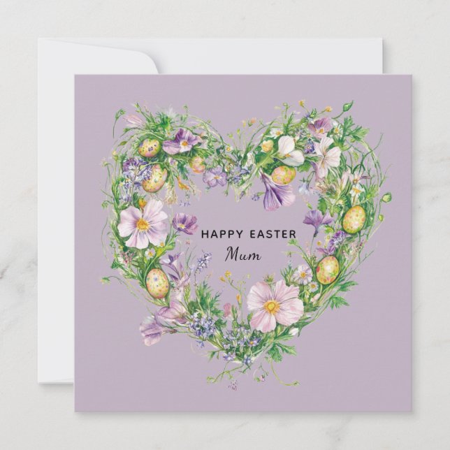 Floral Heart Easter Card for Mom (Front)