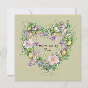 Floral Heart Easter Card for Mum