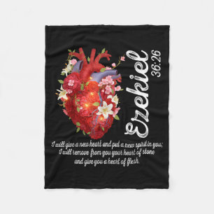 Floral Heart Ezekiel 36_26 Heart Of Flesh Christia Fleece Blanket