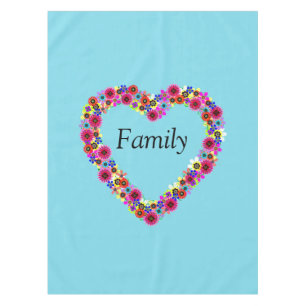 Floral Heart Family Personalized Tablecloth