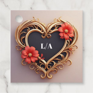 💛 Floral Heart Favour Tags Elegant Event Detail
