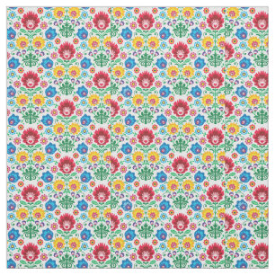 Floral Heart Folk Art Pattern Fabric