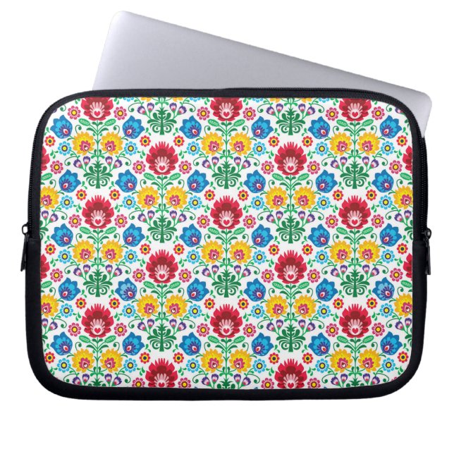 Floral Heart Folk Art Pattern Laptop Sleeve (Front)