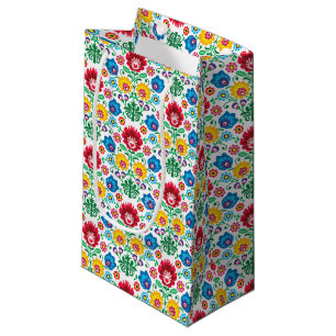 Floral Heart Folk Art Pattern Small Gift Bag