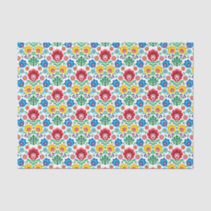 Floral Heart Folk Art Pattern Tissue Paper