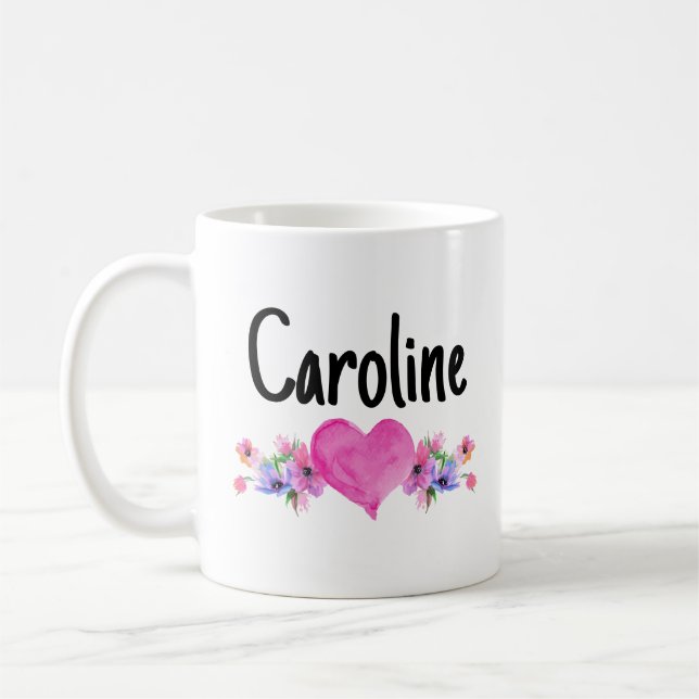 Floral Heart Galentine’s Valentine’s Personalized  Coffee Mug (Left)