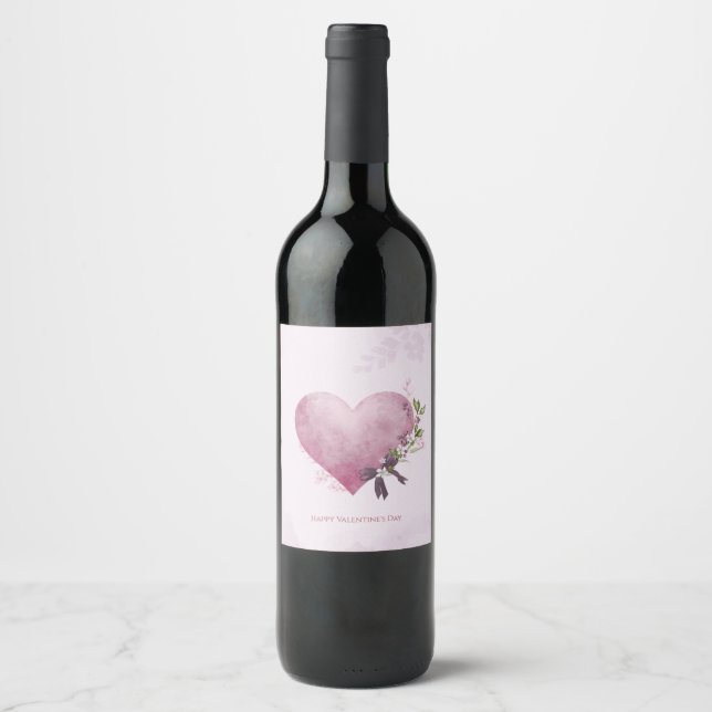Floral Heart Gift Tag Wine Label (Front)