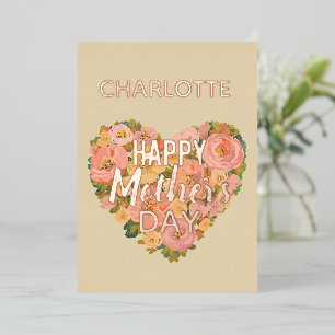 Floral Heart Happy Mother’s Day  CustoHoliday Card