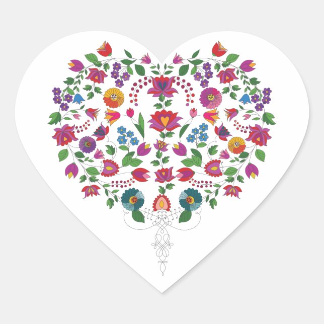 Floral Heart Heart Sticker (Front)