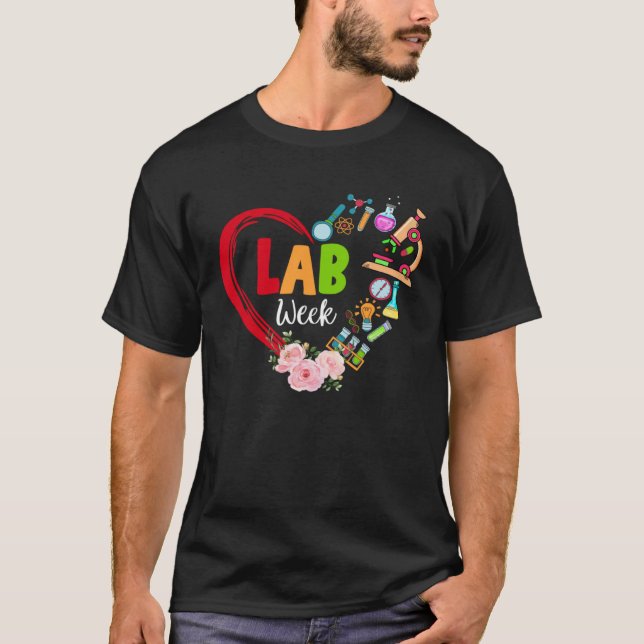 Floral Heart Lab Week 2023 Medical Laboratory Tech T-Shirt (Front)