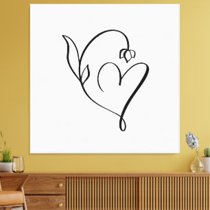 Floral Heart – Minimalist Line Art  Canvas Print