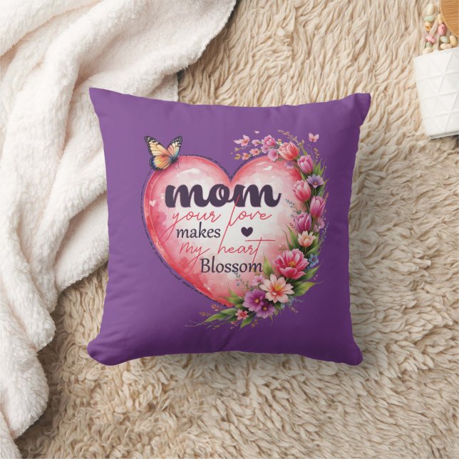 Floral heart Mother’s Day Gift_ She’ll Love  Throw Pillow (Blanket)