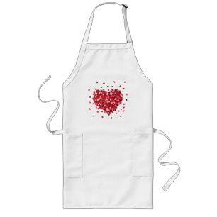 Floral Heart of love Valentines Day Long Apron