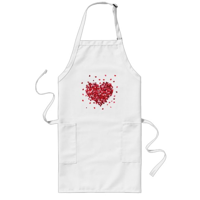 Floral Heart of love Valentines Day Long Apron (Front)