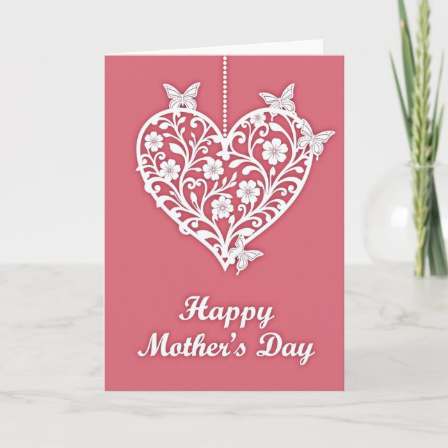 Floral Heart Papercut Card (Front)