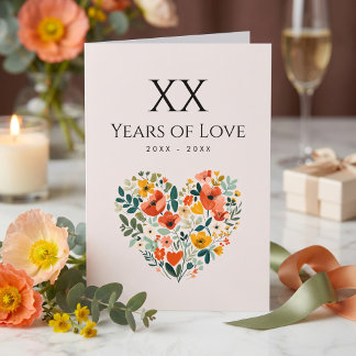 Floral Heart Personalized Anniversary Card