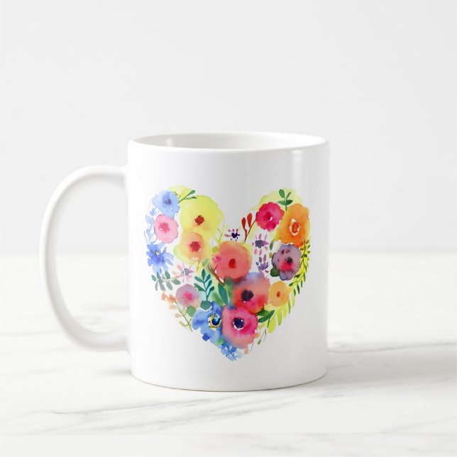 Floral Heart Personalized Grandma Coffee Mug (Left)