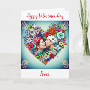 Floral Heart Romantic Personalized Valentine's Day Holiday Card