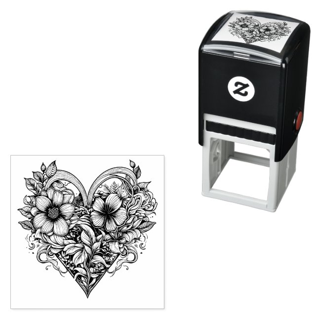 Floral Heart Romantic  Self-inking Stamp (In Situ)
